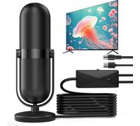 Indoor TV Aerial for Smart TV with Signal Booster High Gain Freeview TV Antenna for TV 1080P HDTV & VHF UHF DAB Radio with 16.4Ft Coax Cable TV Aerial (BLACK)