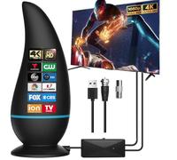 Indoor TV Aerial - Freeview Antenna with Signal Booster, Magnetic Base, Portable Design for 4K/1080P HD Channels