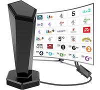 Indoor TV aerial,Freeview digital TV aerial with smart amplifier,magnetic base, 3-metre cable,reception range of over 420 km & 360-degree,supports 4K/1080P & VHF/UHF/DAB Radio & All TVs