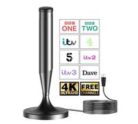 Indoor TV Aerial - Magnetic Base - 360° Signal Reception - Supports 4K/Full HD - 5M Coaxial Cable - Digital Freeview Aerial for Smart TV/DVB-T2