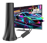 Indoor TV Aerial, Smart TV ariels indoor with 560+ Miles Range Smart aerials with Amplifier Signal Booster, Supports 4K 1080P HD Local Channels with 18ft Aerial Cable（Black）