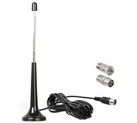 Indoor TV Aerial with DAB FM Radio, Telescopic Antenna, Magnetic Base, 3m Extension Cable, Freeview Aerial for Tuner, Stereo, Home Cinema