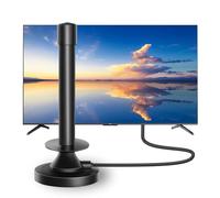 Indoor TV Aerial with Magnetic Base Range 360° Reception Freeview Compatible with Digital HDTV Strong Signal Booster Antenna with 2m Coax Cable VHF UHF DVB-T2 4k HD Channels Smart TVs Aerials