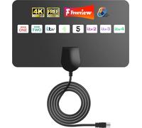 Indoor TV Aerial with Signal Amplifier - 360° Reception - Supports 4K/1080P for Smart TV - Window/Wall Mounted Digital Freeview Aerial - 5M Coaxial Cable Included