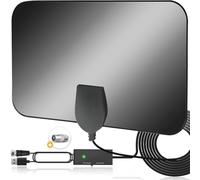 Indoor TV Aerial with Signal Booster, Digital Aerials for Smart TVs with Long Range Reception - High Gain TV Antenna for Freeview - Compatible with 4K/1080P - Includes 16.4ft Coaxial Cable