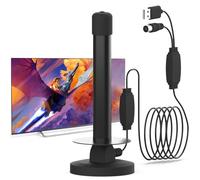 Indoor TV Aerial with Signal Booster - Digital Freeview HD Aerial for Smart TV - 360° Reception, Supports DVB-T2/4K/Full HD - Slim Indoor TV Antenna with 5M Coax Cable