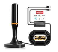 Indoor TV Antenna 360° Omni-Directional Reception Long 100+ Miles Range Enhance VHF&UHF 4K Ready HDTV (TV Aerial- (With Amplified))