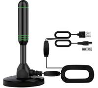 Indoor TV Antenna with 2 Signal Boosters & 32FT Cable - Digital Antenna for Smart TV, Magnetic Base, Supports 4K 1080p - Dual Amplifiers for Long Range Reception of Local Channels(Green)