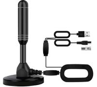 Indoor TV Antenna with 2 Signal Boosters & 32FT Cable - Digital Antenna for Smart TV, Magnetic Base, Supports 4K 1080p - Dual Amplifiers for Long Range Reception of Local Channels(Metallic)