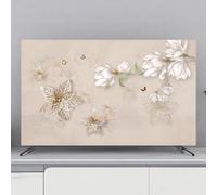 Indoor TV Dust Cover 32-80inch Universal Dust-Proof Wall-Mounted/Desktop/Curved/Flat Screen Protector Modern Anti-slip LCD/LED Television Display Cover-flower||65inch