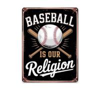 Indoor Wall Decor For Garage Or Workshop Featuring Baseball Is Our Passion Player Fan Coach Coaching Family 12x16 Inch Metal Wall Sign Modern Retro Home Detail Decorative Wall Accent