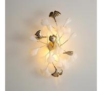 Indoor Wall Lamp Art Decor Light Fixture,Bedroom Bedside Wall Sconce,White Ginkgo Leaf Wall Mounted Lamp for Bedroom Living Room Study Room Dining Room Stairs Porch Hall Restaurant,G9 Socket(B
