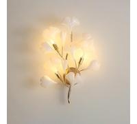 Indoor Wall Lamp Art Decor Light Fixture,Bedroom Bedside Wall Sconce,White Ginkgo Leaf Wall Mounted Lamp for Bedroom Living Room Study Room Dining Room Stairs Porch Hall Restaurant,G9 Socket(A