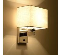 Indoor Wall Lamp LED Bedside Reading Wall Light Fixture, Modern Square Wall Sconces with 1x E27 Socket, Living Room Wall Lights, Corridor Wall Lamp with Switches, for Home and Hotel