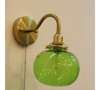 indoor wall lamp, Wall Retro Bedside Wall Lamp Globe Glass Wall Light with Pull Chain, Lamp Holder, E14 Home Decor Fixture for Bedroom