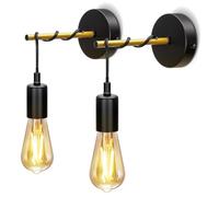 Indoor Wall Lamps Vintage E27, Aigostar Wall Sconce Lights Metal, Black Wall Lights for Living Room Bedroom Kitchen Hallway Bar 2 Pack (Bulb Not Included)