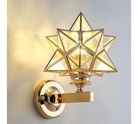 Indoor Wall Light E27 Brass Star Lamp, Modern Metal Acrylic Sconce with Rustic Copper d Design, Wall Lighting for Living Room, Bedroom, Bathroom
