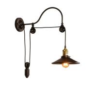 Indoor Wall Light E27 MAX 100W Antique Metal Wall Lamp Industrial Decoration Wall Lighting Adjustable Pulley Country House Bedside Lamp for Hallway Bedroom Living Room Corridor Without Light Sour