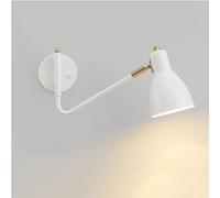 Indoor Wall Light with Switch, Swing Arm Wall Lamp Bedroom Bedside Lamp Long Arm Wall Reading Lamp, E27 Rotating Wall Spot for Living Room Hallway Bathroom,White White