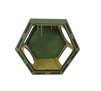Indoor Wall-Mounted, Cat Hex Box, Open Front Design, 9mm MDF, Multiple Colours Available, Modern Cat Furniture, Hand Painted and Natural Indoor (Green)