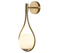 Indoor Wall Sconces, Mid-Century Modern Glass Globe Wall Lights Brushed Brass Gold Wall Light Art Deco For Living Room Bedroom Bedside Staircase