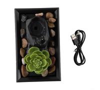 Indoor Water Fountain | Desktop Water Feature with Creative Flowing Design | ABS Tabletop Ornament for Home Office Decor | Battery or USB Operated | Black(C)