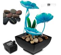 Indoor Water Fountain Tabletop Waterfall Decor USB Powered Relaxation Meditation Creative Desktop Waterfall Fountain Indoor Water Feature Reservoir for Home Bedroom Office Table Decoration(Blue Lotus)