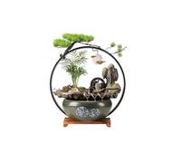 Indoor Waterfall Fountain Waterfall Fountain Indoor, Tabletop Water,Desk Chinese Ceramic with LED Light Ring