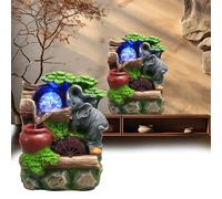 Indoor Waterfall Room Fountain with Polyresin Rolling Ball - Elephant Rock for Water Garden Table 23 x 18 x 13 cm