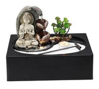 Indoor Waterfall, Waterfall Fountain Indoor, Zen Sand Desktop LED Indoor Waterfall with Buddha, Meditation Decor Indoor Fountain with Buddha for Home Office Bedroom House Living Room
