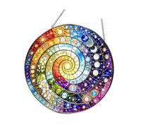 Indoor Window Ornament Decor Acrylic Round Panel, B | Floral Starry Artwork for Bright Spaces Daily Styling