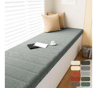 Indoor Window Seat Cush, Replacement Velvet Cush for Bay Window, 2/3 Seater Sofa Cush, Garden Bench Pillow, Light Gray, 140x35cm, table & Slish Home Decor