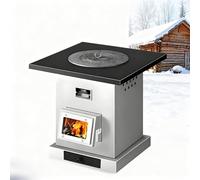 Indoor Wood-Burning Heating Stove, Thickened Cast Iron Rural Heating Stove, with Smoke Pipe, Smokeless Cooker, Energy Power Saving, for Tent, Heating and Cooking