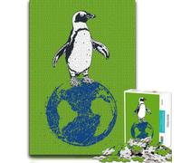Indoor Wooden Puzzle, Adults, Penguin Standing on Planet Earth, 1000 Pieces | Jigsaw Puzzle - clear motif details for easier section planning at your own pace.