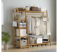 INDOORIST Modcraft Freestanding Clothes Storage Rack, Wardrobe with Hanging Rail, 4 Shelves and Hooks
