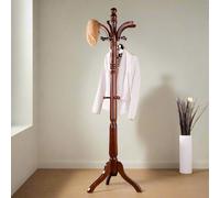 Indoorist Tall Vintage Wooden Coat Stand - 6ft with 13 Hooks for Hats