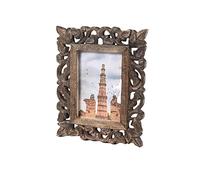 indoStrides Hand Carved Mango Wood Rustic 4x6 Picture Frame with Real Glass - Aesthetic Vintage Wood Frame for Tabletop Use - Rustic Home Decor Perfect for Your Memories