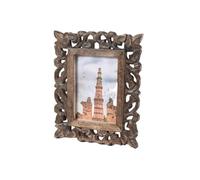 indoStrides Hand Carved Mango Wood Rustic 5x7 Picture Frame with Real Glass - Aesthetic Vintage Wood Frame for Tabletop and Wall Mount Use - Rustic Home Decor Perfect for Your Memories