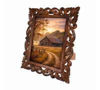 indoStrides Hand Carved Mango Wood Rustic 8x10 Picture Frame with Real Glass - Aesthetic Vintage Wood Frame for Tabletop and Wall Mount Use - Rustic Home Decor Perfect for Your Memories