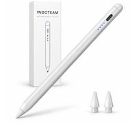 INDOTEAM Stylus Pen for Selected iPad Models 2018 Onwards, USB-C Rechargeable Tablet Pencil with Palm Rejection, Tilt Sensitivity, 1 mm Tip, Battery Indicator and 2 Replacement Tips - White