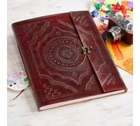 Indra Extra Large Embossed Leather Photo Album Paper High Brown One Size