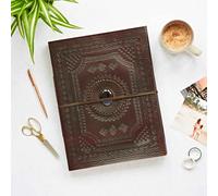 Indra Extra Large Embossed Leather Photo Album with Semi-Precious Stone Paper High Black One Size