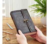 Indra Extra Large Embossed & Stitched Leather Journal Paper High Brown One Size