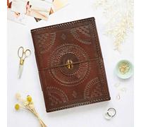 Indra Extra Large Embossed & Stitched Leather Photo Album with Semi-Precious Stone Paper High Yellow One Size