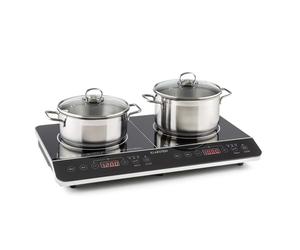 Induction Cooker Double 2 Ring Timer Glass Ceramic Electric Hot Plate Hob Black