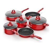 Induction Cookware Pots and Pans Set 10 Piece, BEZIA Dishwasher Safe Nonstick Cooking Pans Sets, Stay-Cool Bakelite Handle, Scratch Resistant Kitchen Sets with Frying Pans, Saucepans & Stockpot