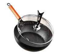 Induction Frying Pan,Iron Pans for Cooking with Lid - Kitchen Cookware Handmade Hammered Cooking Skillet for Baking Induction Cooker Dining Breakfast Outdoor Apartment Picnic Camping Family
