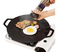 Induction Griddle Grill Pan - KOREANsBarbecue Plate, Round Non Stick Cooktop Skillet | Even Heat Conduction BBQ Cooking Surfaces, Flat Smokeless Grill Tool with Caoated Surfaces for Indoor stovetops