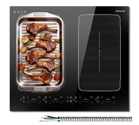 Induction Hob 4 Ring, Electric Hobs 60cm, 4 Zone Induction Cooktop 7200W, 220-240V Built in Design No Plug, Extended Zone Electric Hob with 9 Power Levels, Safety Lock, 99Mins Timer, Boost
