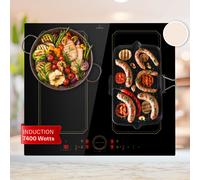 Induction Hob 4 Ring Electric Induction Range Cooker Glass Ceramic 7000 W Black